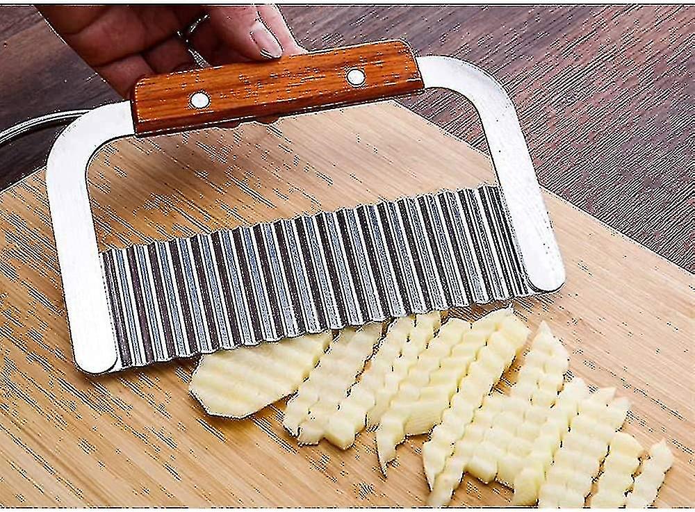 French Fries Cutter， Professional Stainless Steel Potato Slice Knife Corrugated