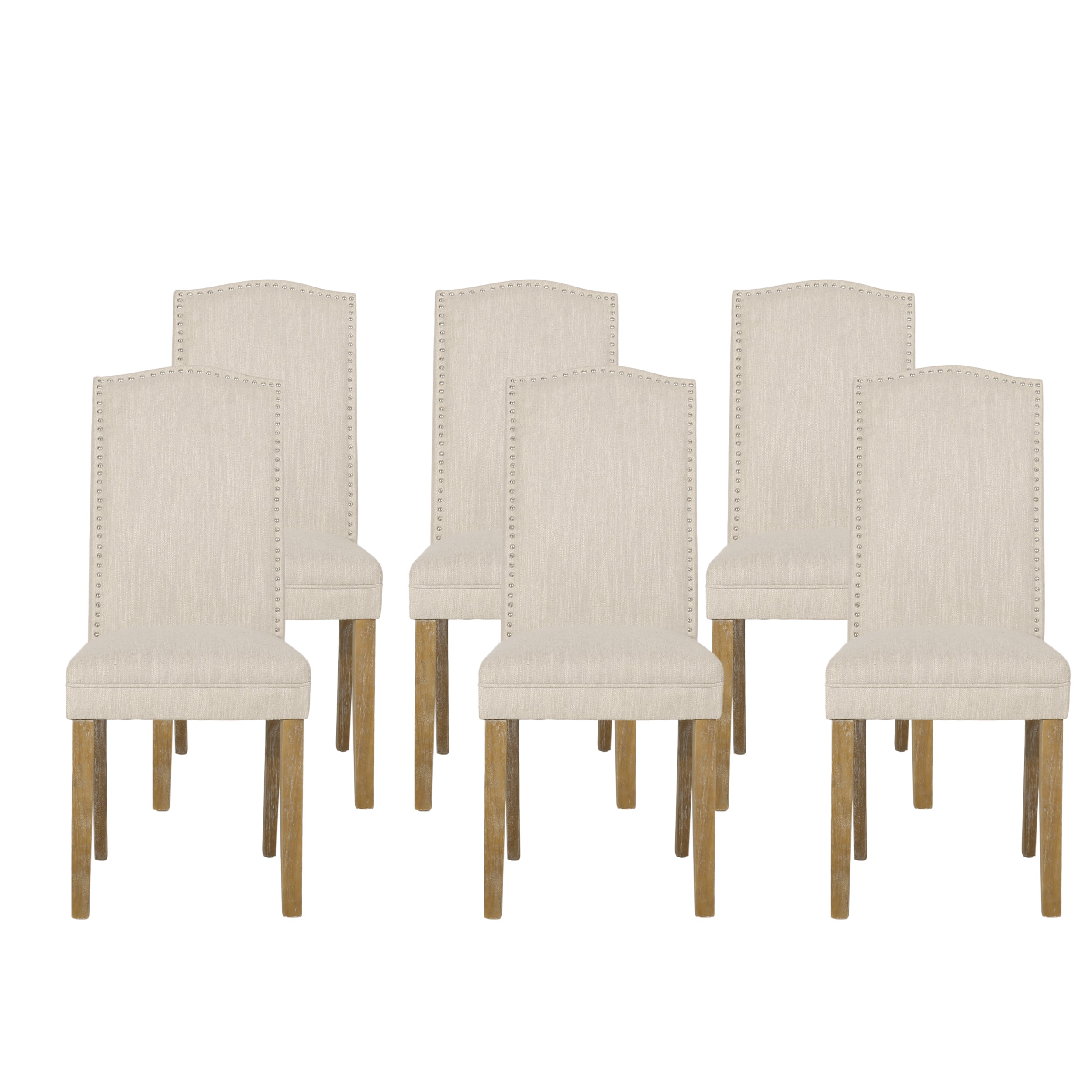 Geromin Contemporary Fabric Dining Chairs with Nailhead Trim, Set of 6