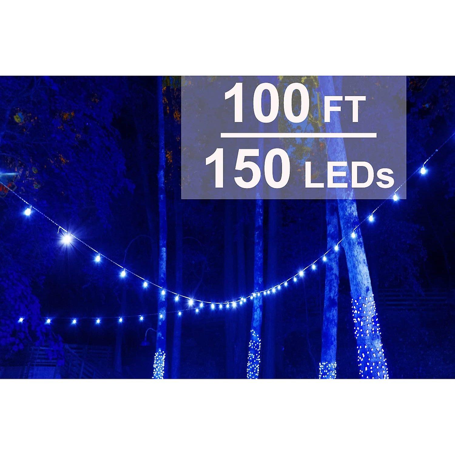 Dexusay 100ft Outdoor Globe String Lights Blue Christmas Lights， 150 Leds Waterproof Plug In Crystal . Patio Lights 8 Modes For Patio Yard Party Dcor