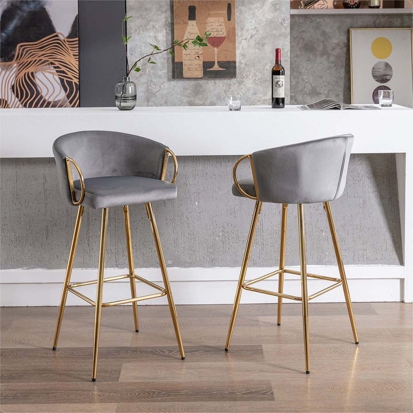 30 Inch Set of 2 Bar Stools with Chrome Footrest