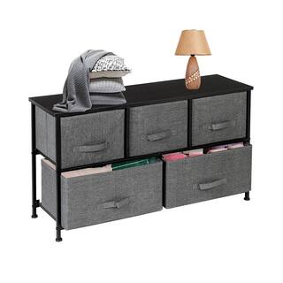 Karl home 11.42 in. W x 21.65 in. H Gray 5-Drawer Fabric Storage Chest with Gray Drawers 302992574478