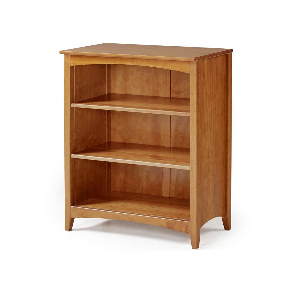 Camaflexi Shaker Style 36 in. Cherry Wood 3-shelf Standard Bookcase with Adjustable Shelves SHK365