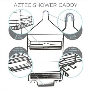 Bath Bliss 2 Tier Aztec Shower Caddy in Matte Black 10015-BLACK