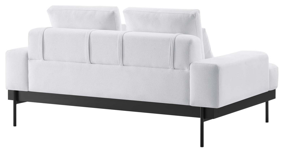 Proximity Upholstered Fabric Loveseat  White   Midcentury   Loveseats   by Homesquare  Houzz