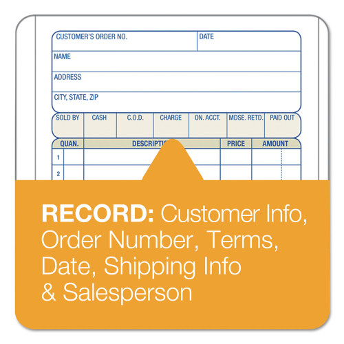 Adams Two-Part Sales Book， Two-Part Carbon， 6.69 x 4.19， 1/Page， 50 Forms (DC4705)