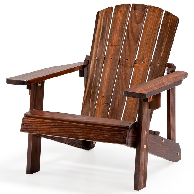 Costway 110 Lbs Capacity Kid x27 s Adirondack Chair Patio Wood High Backrest Arm Rest