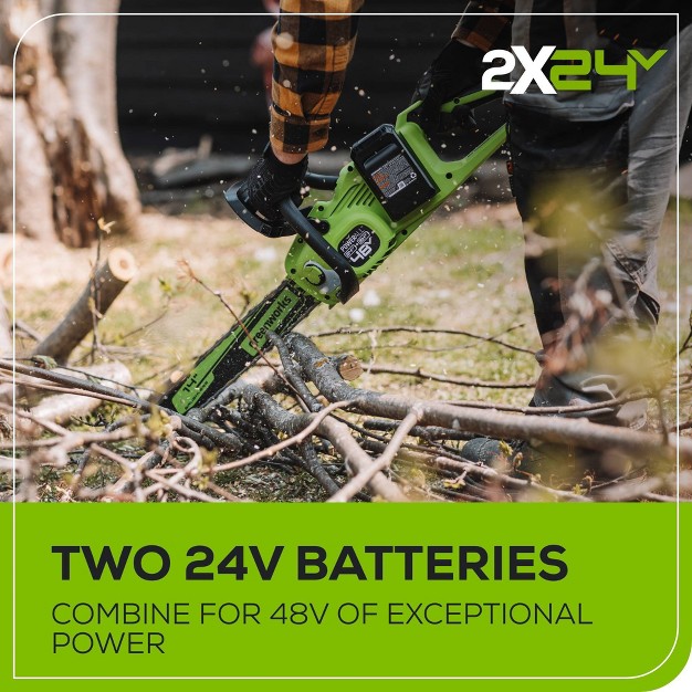 24v 4ah Cordless Brushless Chainsaw Kit With 2 Batteries And Dual Port Charger