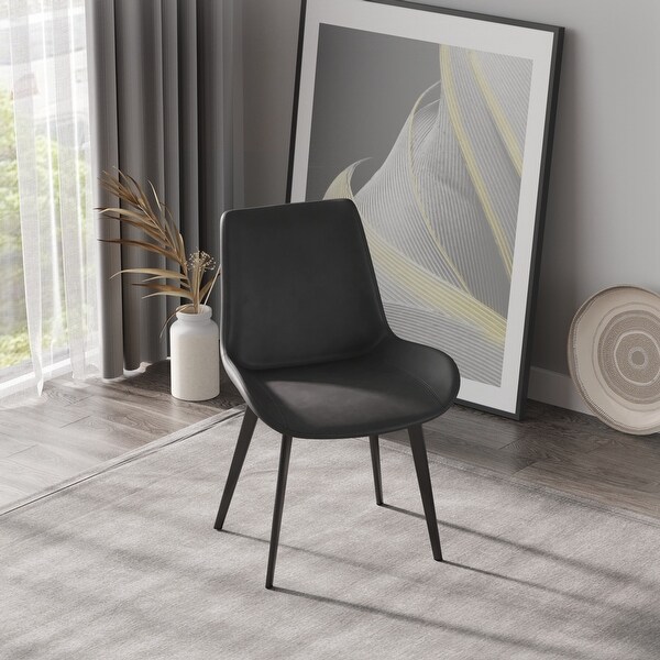 2pcs Dining Chair with Black Metal Leg