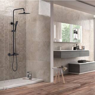 Tomfaucet Luxury Thermostatic 3-Spray Multi-Function Tub and Shower Faucet with Hand Shower in Matte Black TFB0838MB