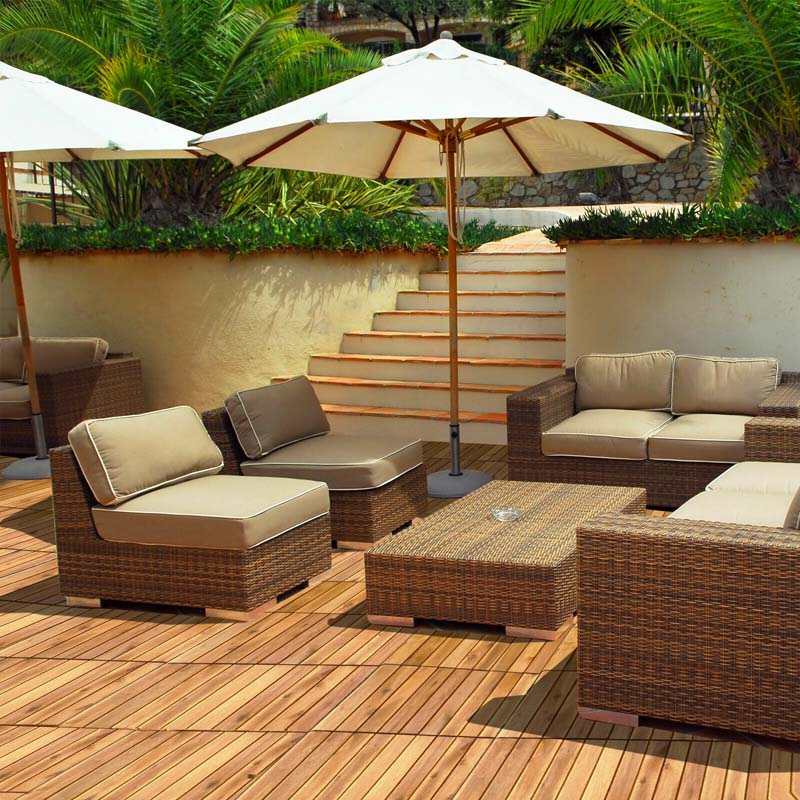 27 Pcs Interlocking Patio Deck Tiles, 12 x 12in Acacia Wood Floor Tiles, 27 sq. Ft Wood Composite Deck Flooring Pavers