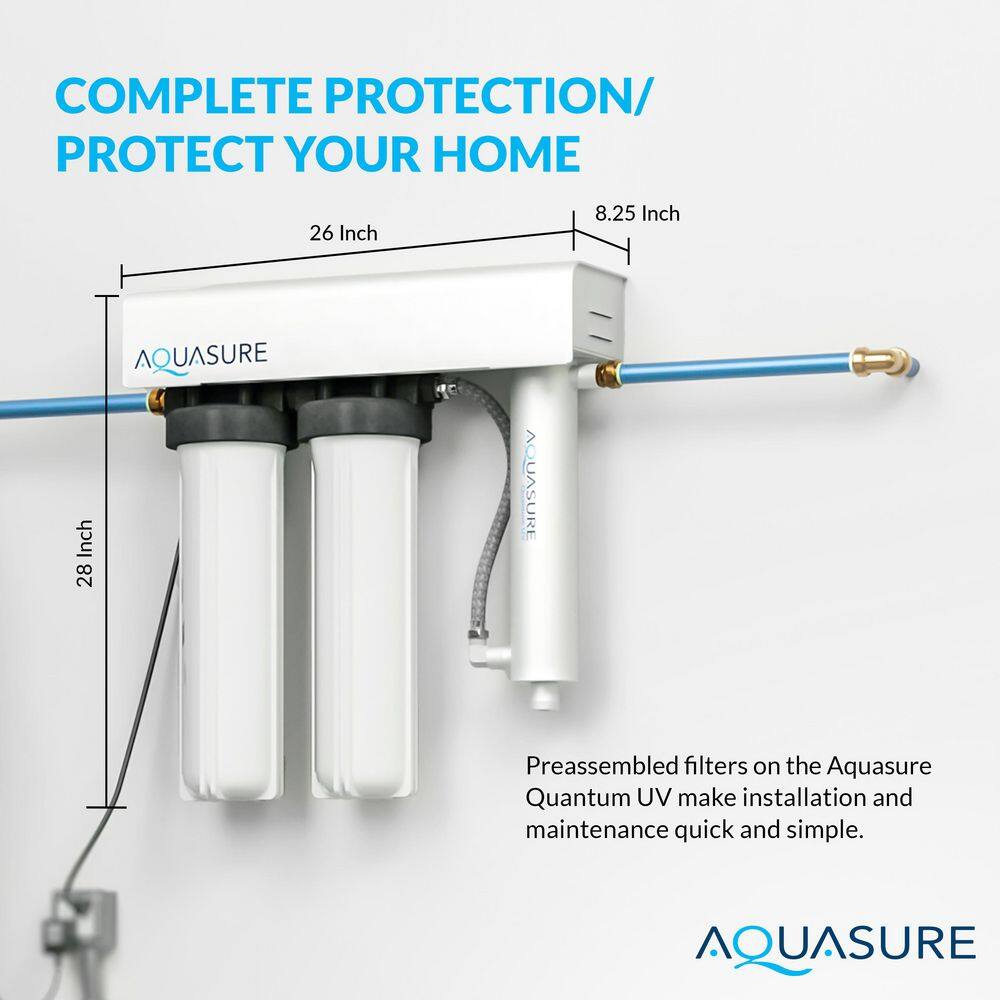 AQUASURE Quantum Series 18 GPM Multi-Stage Ultraviolet Whole House Water Treatment Disinfection Sterilization Filtration System AS-WHUV18HL