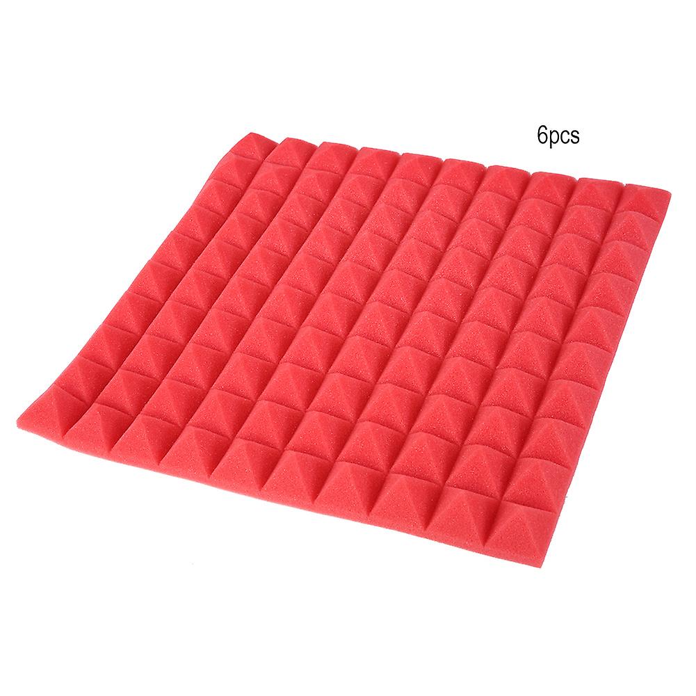 50*50*5cm 6pcs Pyramid Shape Sound Absorbing Soundproofing Cotton Foam (red)