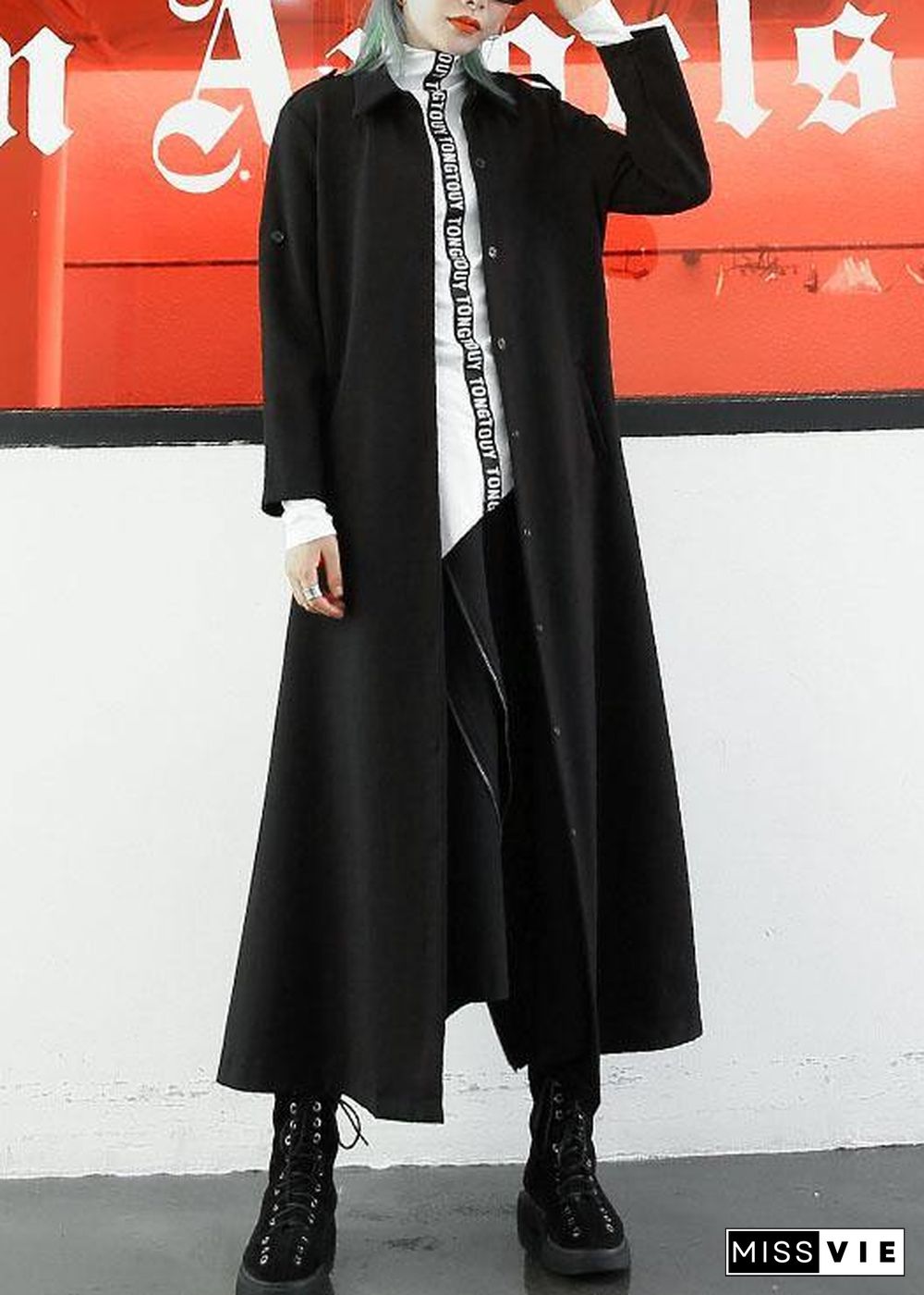 boutique plus size long jackets fall women coats black lapel collar  coat