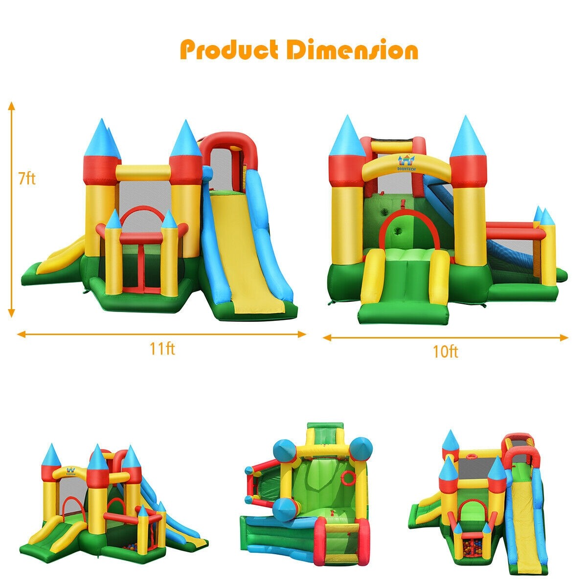 Inflatable Bounce House, 6-in-1 Jumping Castle Bouncer (with 780W Air Blower)