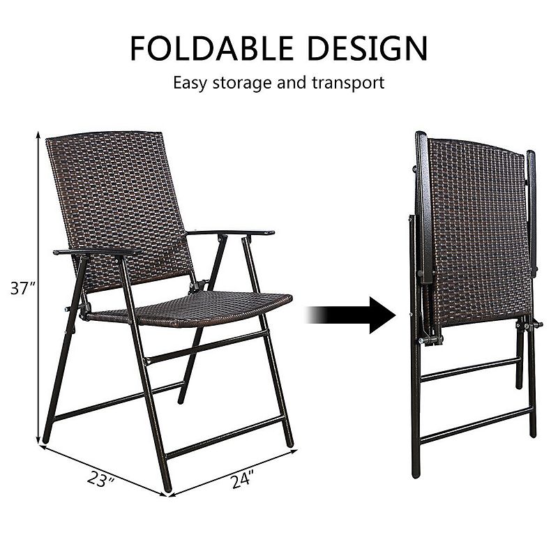 Set of 4 Rattan Folding Chairs