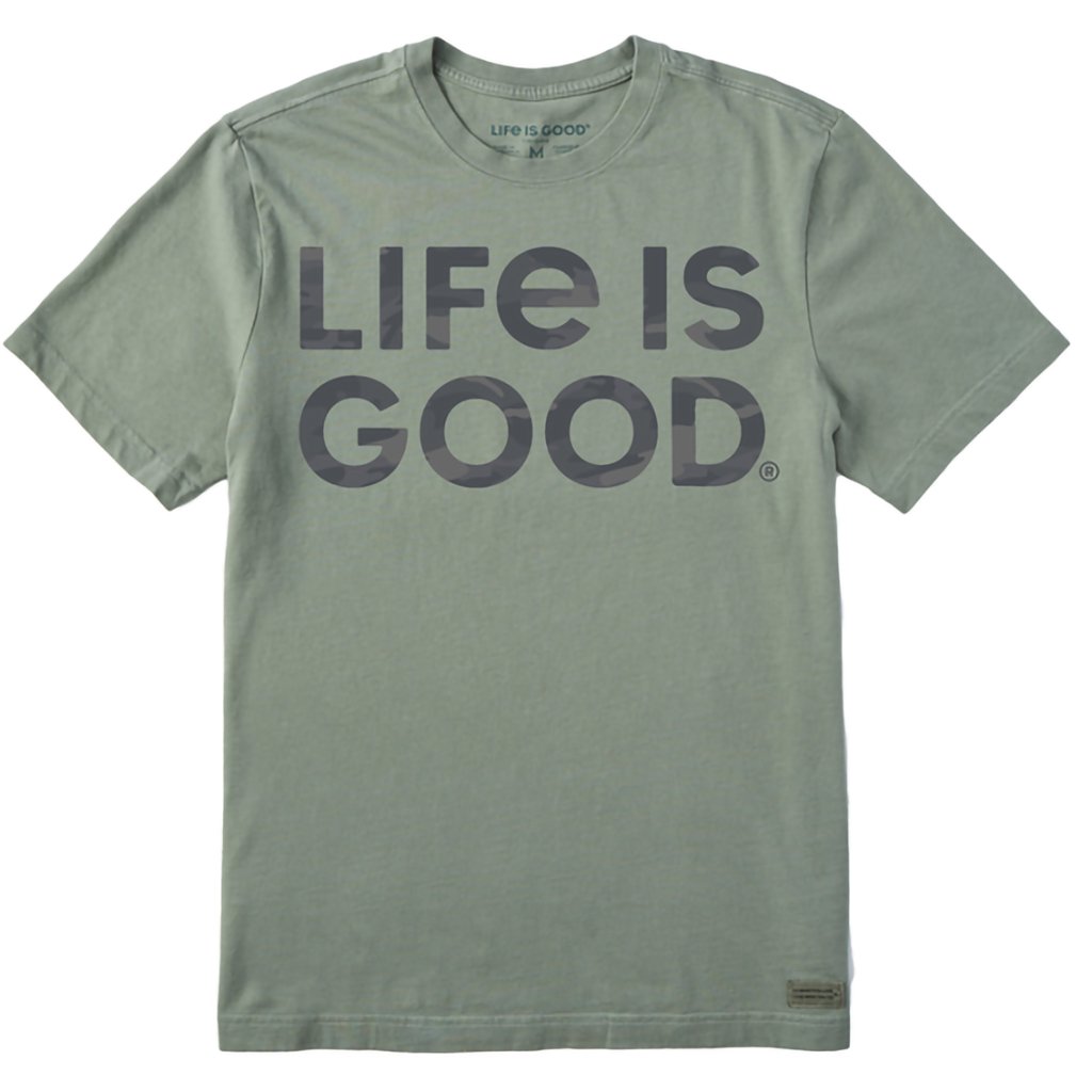 Life Is Good  Men's LIG Wordmark Stack Camo Crusher-LITE Tee