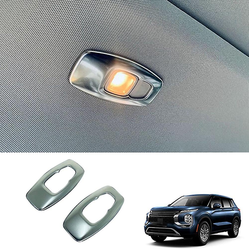 Car Matte Silver Stainless Steel Interior Rear Reading Light Lamp Cover Trim Sticker For 2022 2023