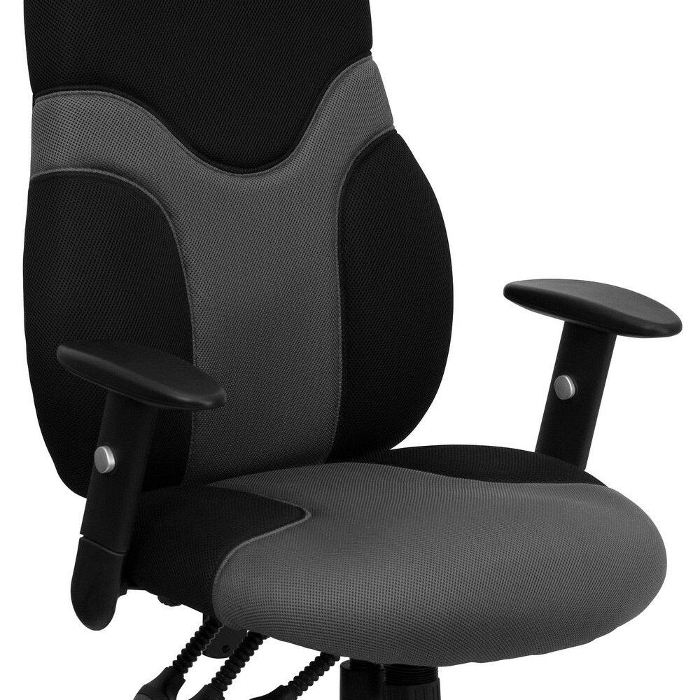 High Back Ergonomic and Gray Mesh Swivel Task Chair with Adjustable Arms