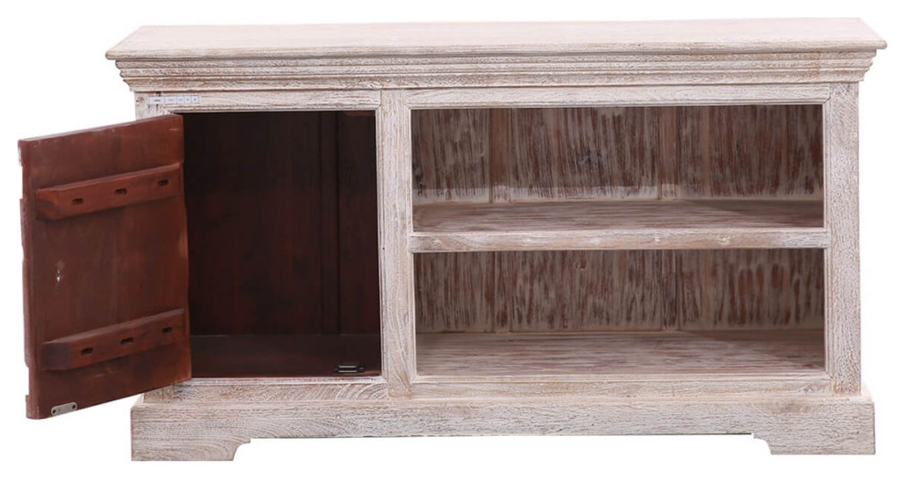 Cobar Solid Wood Hand Carved 1 Door TV Bench Stand Media Cabinet   French Country   Entertainment Centers And Tv Stands   by Sierra Living Concepts Inc  Houzz