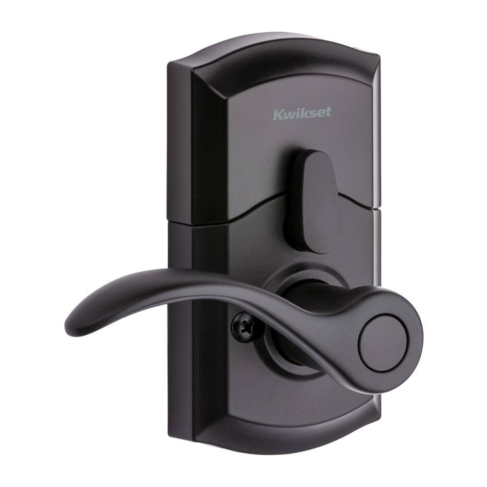 Kwikset 955 SmartCode Matte Black Electronic Pembroke Door Handle Featuring SmartKey Security 955PML514SMTCP