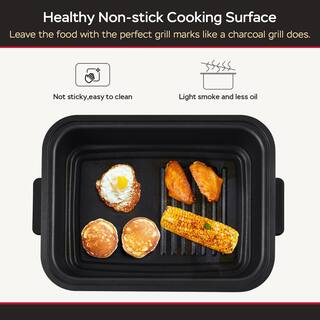 Tafole 6 qt. Matte Black Smokeless Electric Grill Air Fryer with Preset Function and Removable Non-Stick Plate PYHD-8220