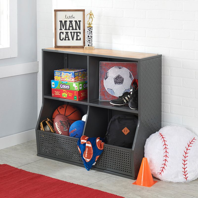 Badger Basket Metal and Bamboo Multi-Bin Storage Cubby