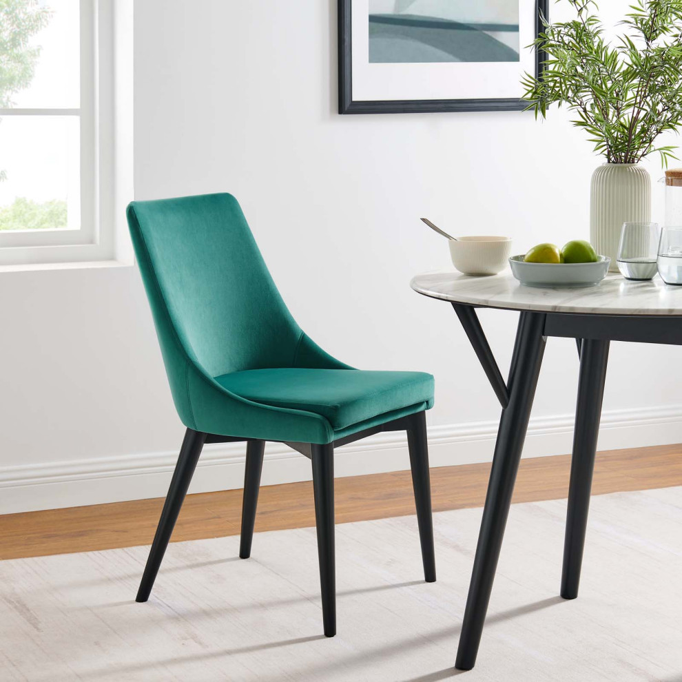 Viscount Performance Velvet Dining Chair  Teal   Midcentury   Dining Chairs   by Homesquare  Houzz