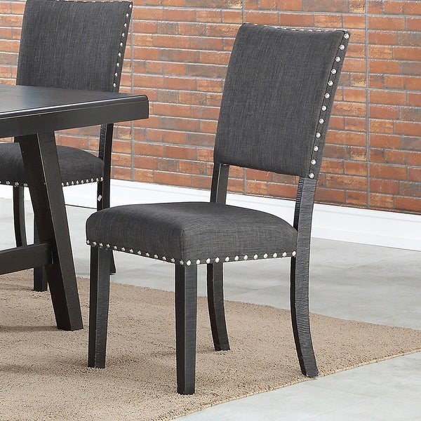 Set of 2 Upholstered Fabric Dining Chairs wiht Sturdy Wooden Frame