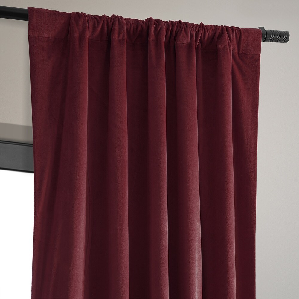 Exclusive Fabrics Signature Burgundy Velvet Blackout Curtain (1 Panel)   Luxurious Blackout Drapery for Elegant Décor