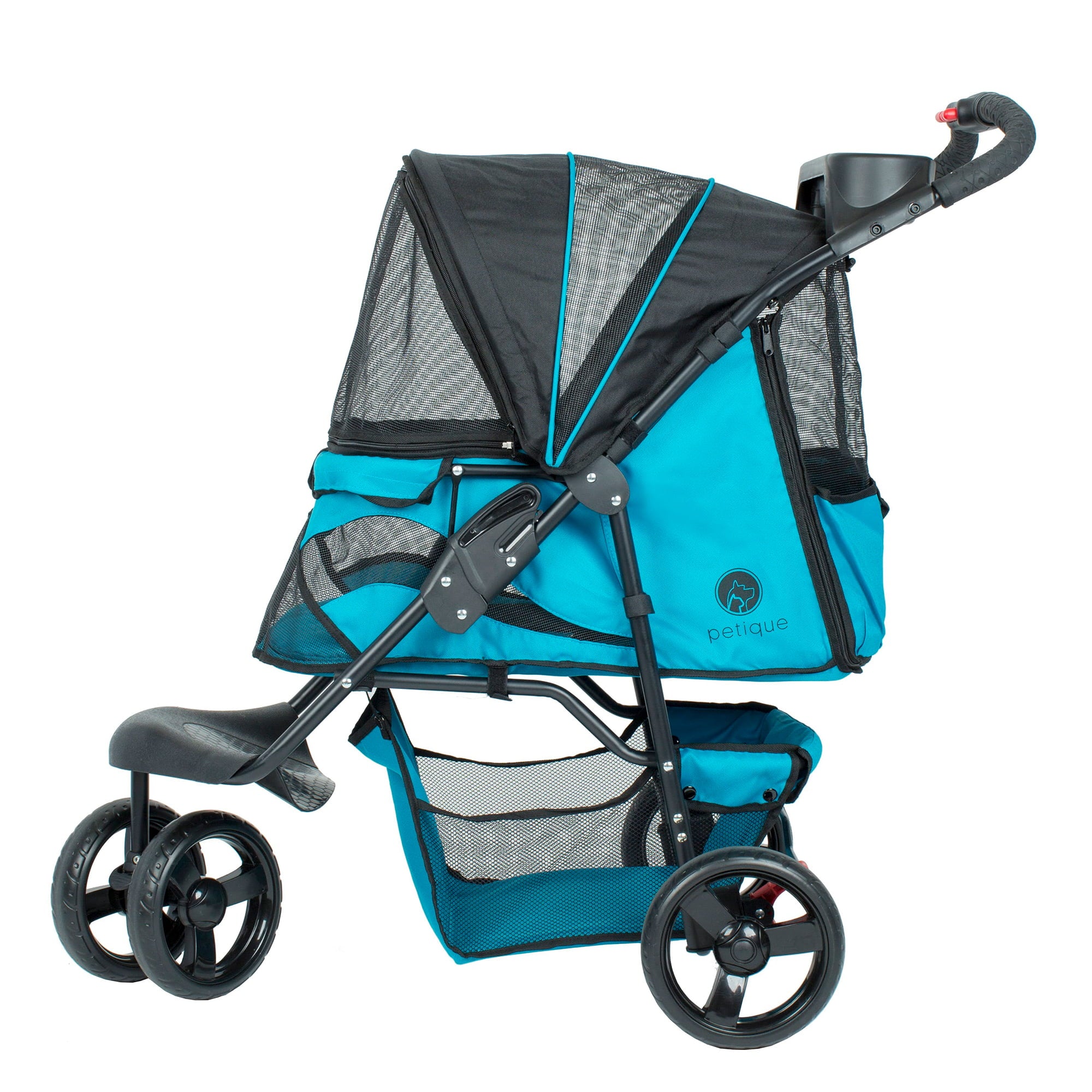 PETIQUE Durable Folding Pet Stroller with Mesh Sides for Dogs and Cats