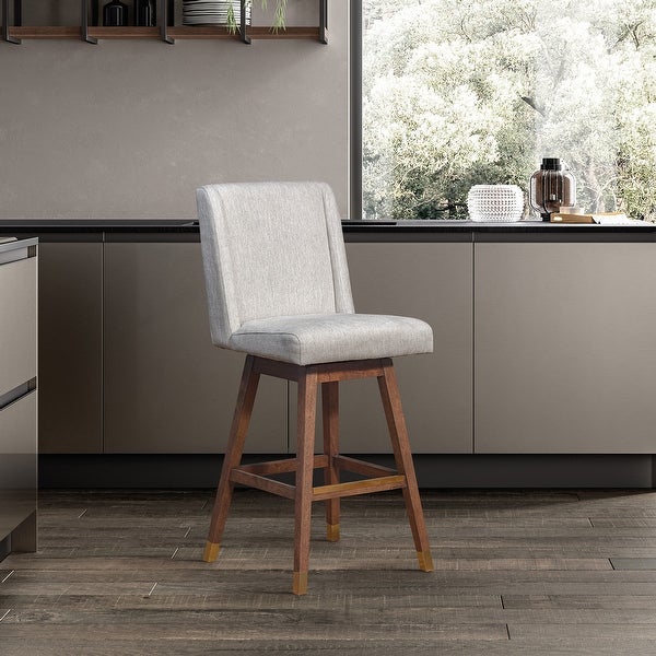 Stancoste Swivel Bar or Counter Stool in Oak Wood Finish with Fabric