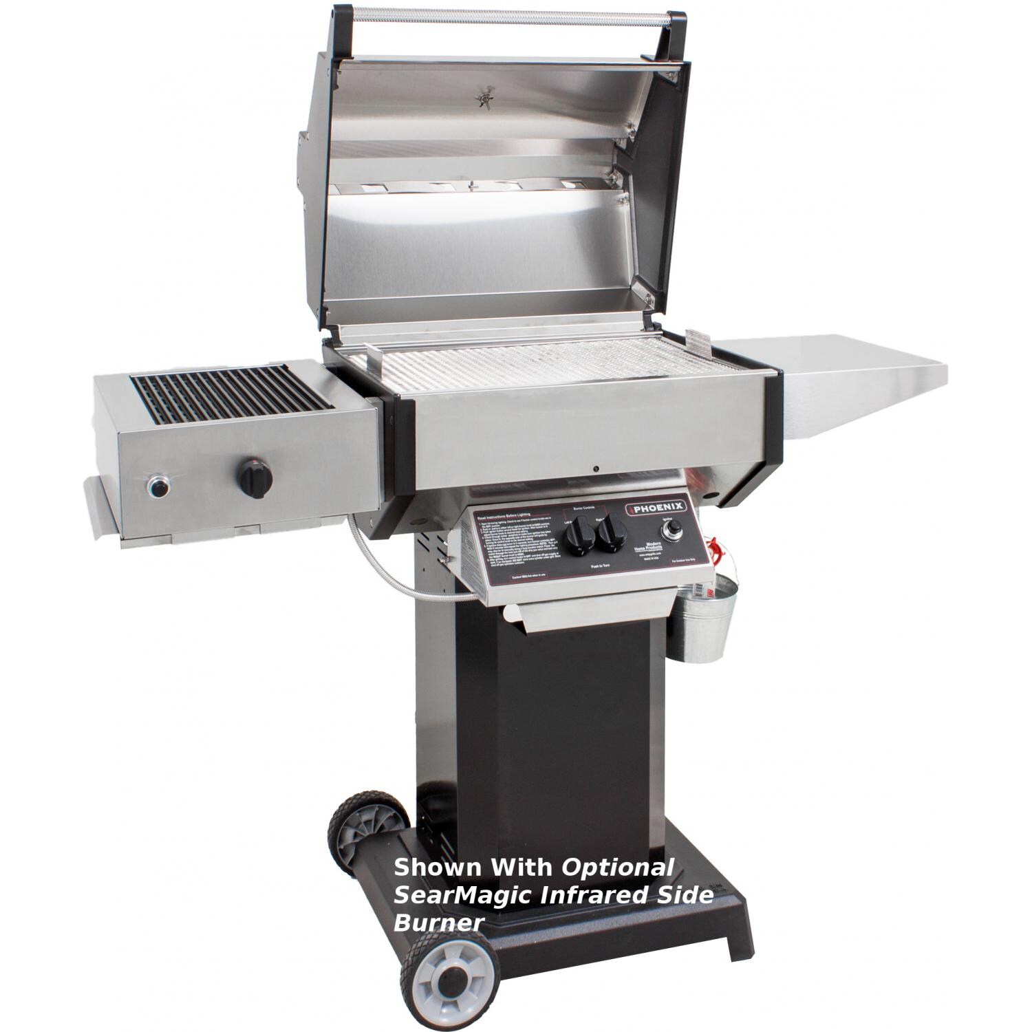 Phoenix SDBOCP Stainless Steel Propane Gas Grill Head On Black Aluminum Pedestal Cart