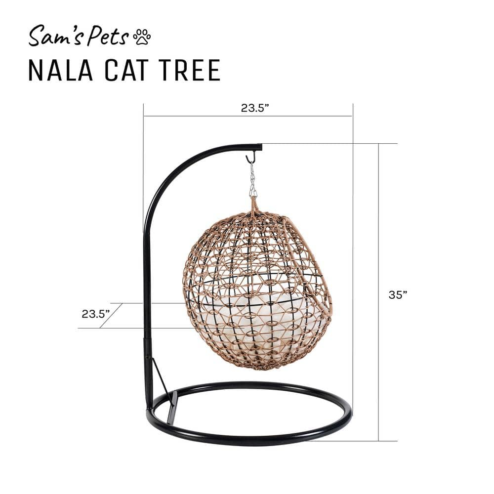 Sam's Pets Nala Medium Brown Hanging Egg Cat Condo Bed SP-CB1296BR