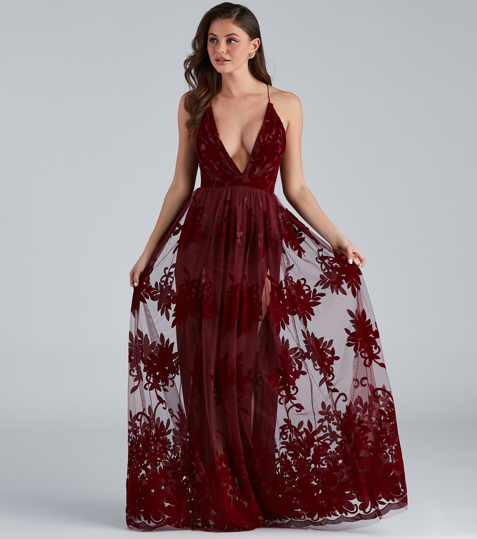 Morgan Formal Flocked Velvet Dress