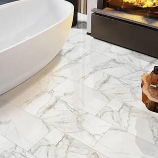 MSI Crystal Bianco 12 in. x 24 in. Polished Porcelain Marble Look Floor and Wall Tile (16 sq. ft.Case) NHDCRYBIA1224P