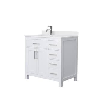 Wyndham Collection Beckett 36 in. W x 22 in. D x 35 in. H Single Sink Bathroom Vanity in White with White Cultured Marble Top WCG242436SWHWCUNSMXX