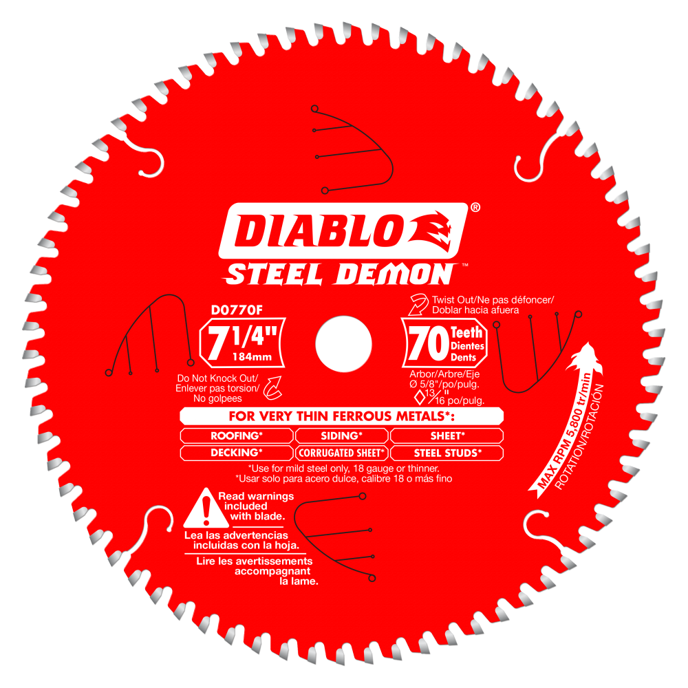 Diablo Tools 7-1/4 x 70 Tooth Steel Demon Metal Cutting Saw Blade