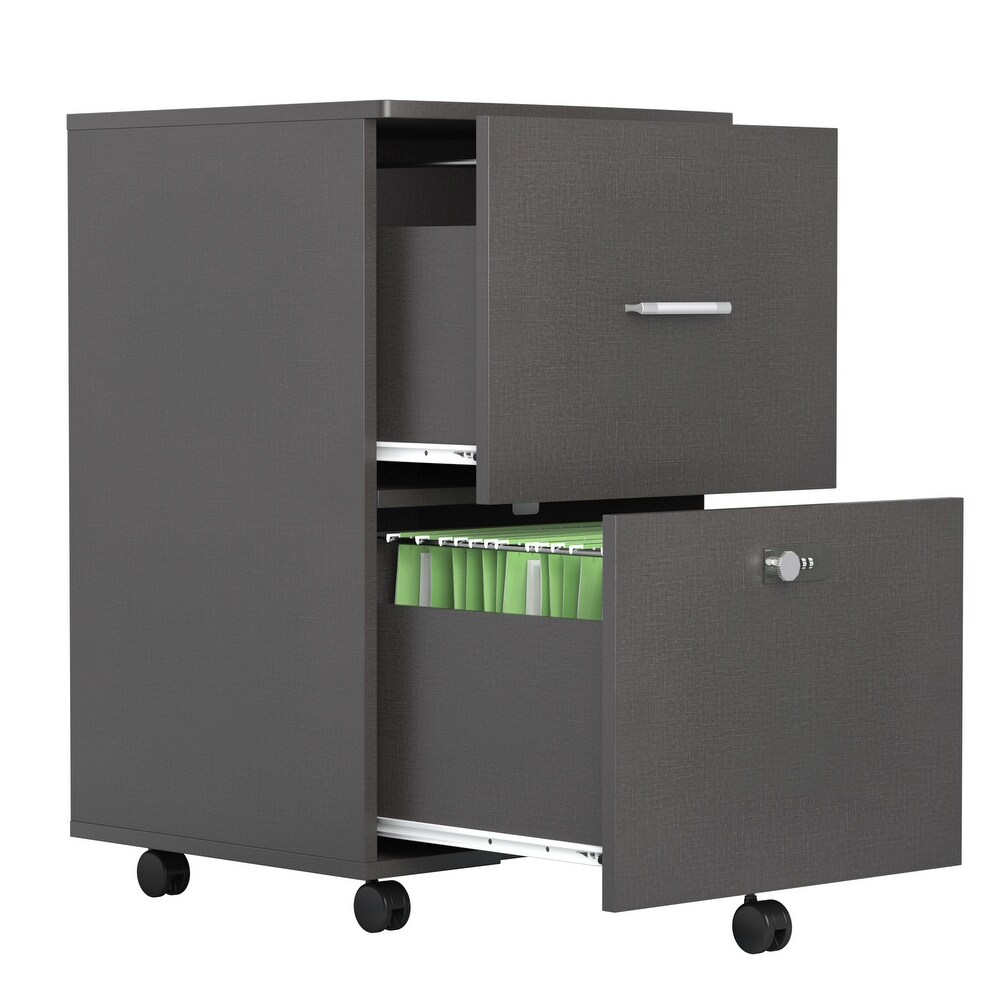 Pulley Movable File Cabinet with 2 Drawers and Combination Lock