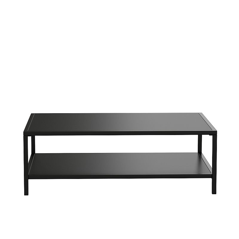 Merrick Lane Lanier Two-Tier All-Weather Patio Coffee Table， Black