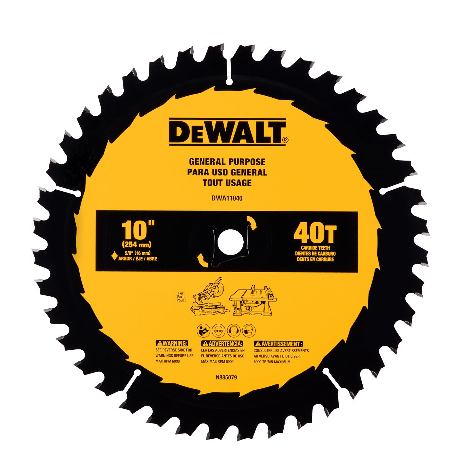 DW 10 in. D X 5/8 in. Carbide Tipped Circular Saw Blade 40 teeth 1 pc