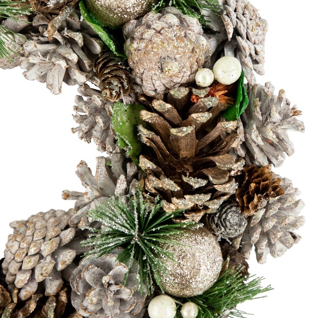 Northlight Green Pine Needle And Pinecone Artificial Christmas Wreath 13 5 inch Unlit