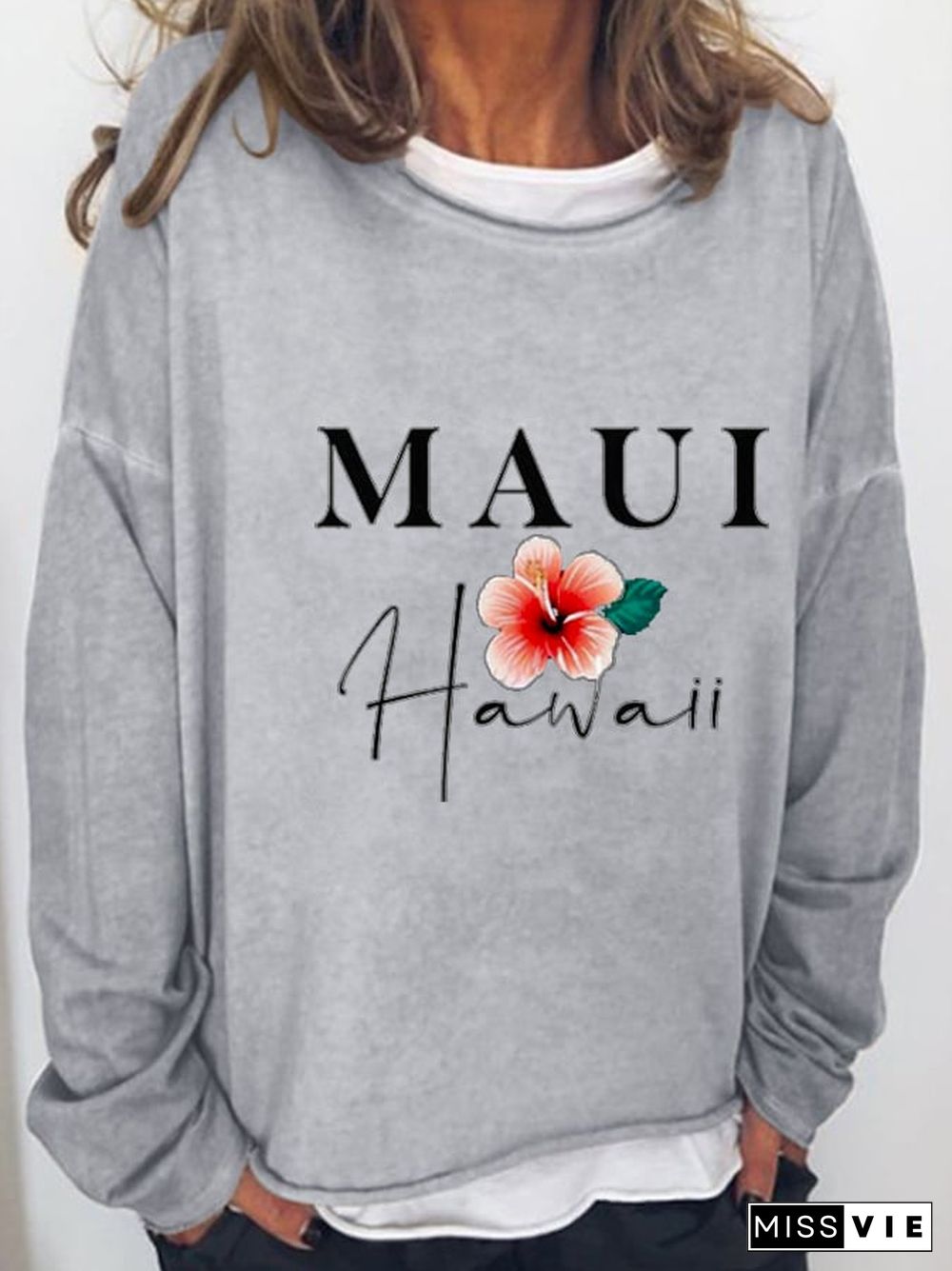 Maui Strong Print Casual Sweatshirt