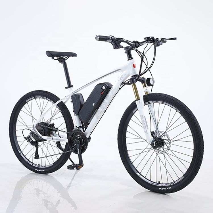 Cheap price hot selling external battery e bike OEM double disc brake white color electric bike with LED driving lights