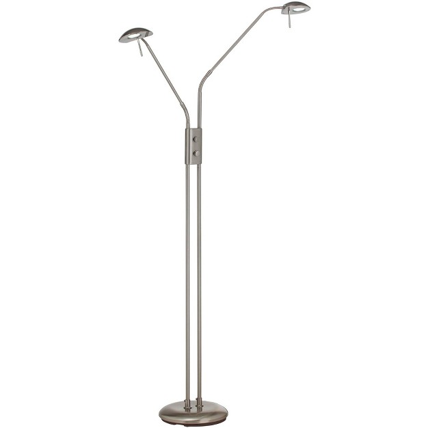 Tall Brushed Nickel 2 light Led Adjustable Arm Swivel Head For Living Room Bedroom