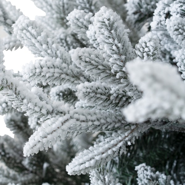 Frosted Fir Snow Flocked Christmas Tree Prelit，Realistic Snowy Frosted Christmas Tree with Lights