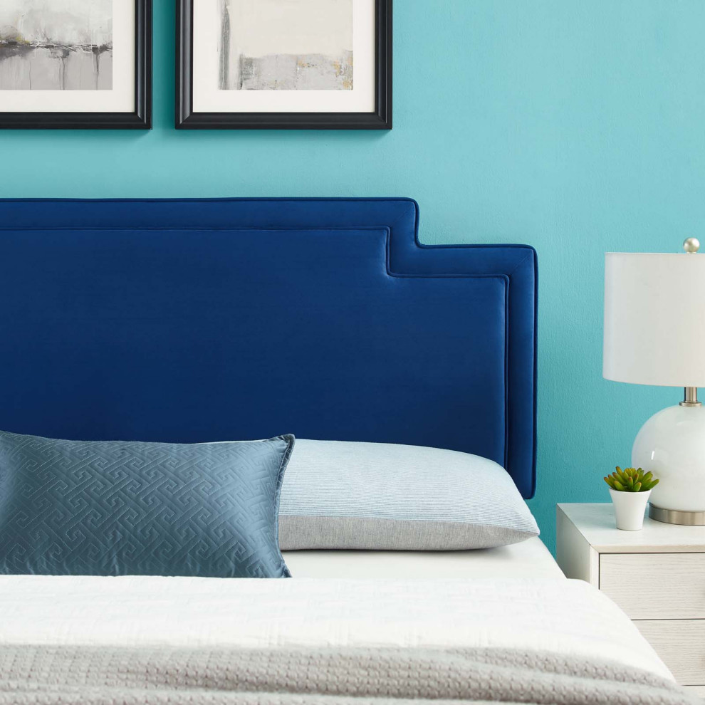 Transfix Performance Velvet Full/Queen Headboard  Navy   Contemporary   Headboards   by Homesquare  Houzz