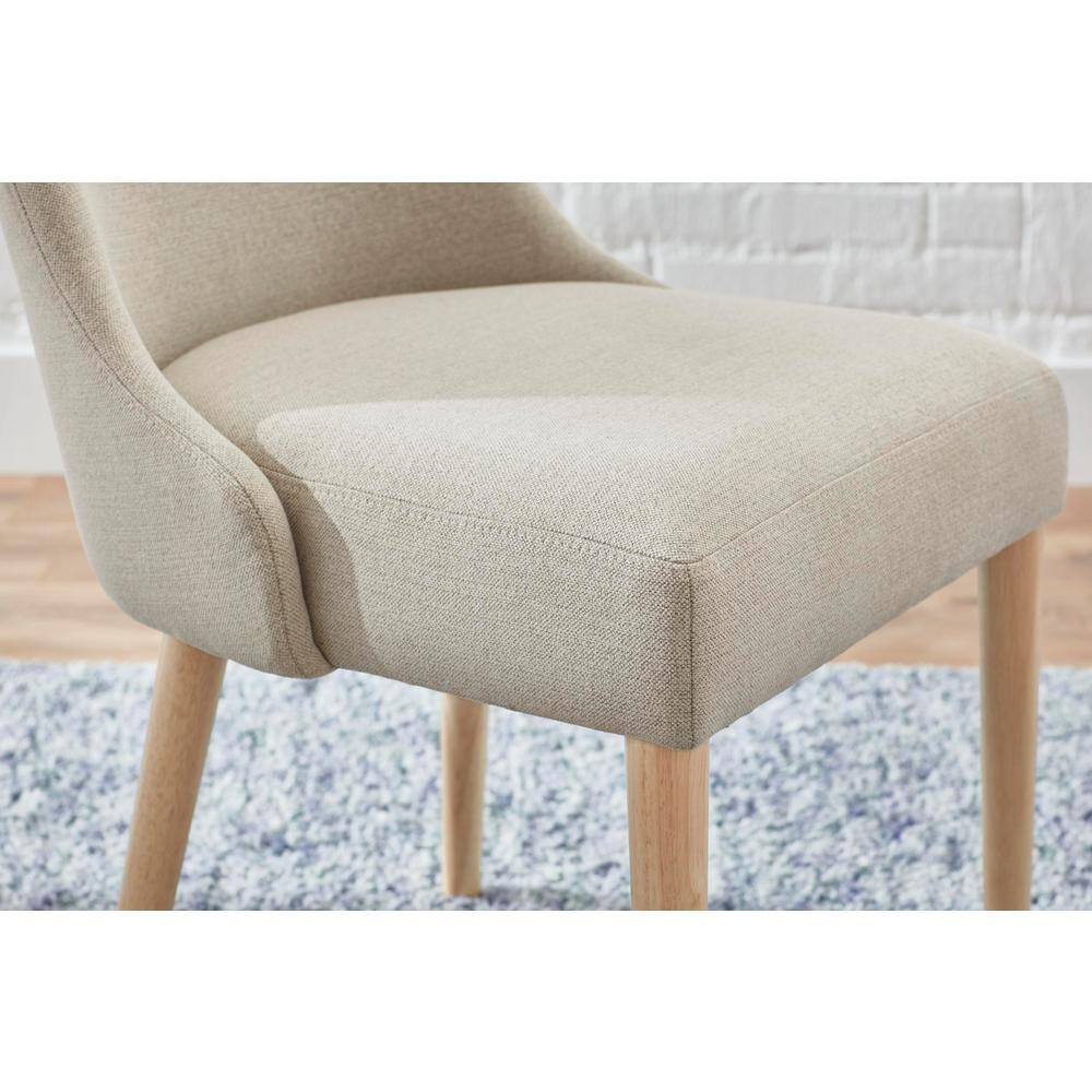 StyleWell Benfield Biscuit Beige Upholstered Dining Chair with Natural Wood Legs (Set of 2) Jones DC NB