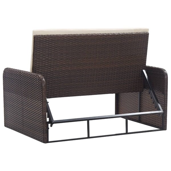 2 Piece Garden Lounge Set with Cushions Poly Rattan Brown - Overstock - 35108175