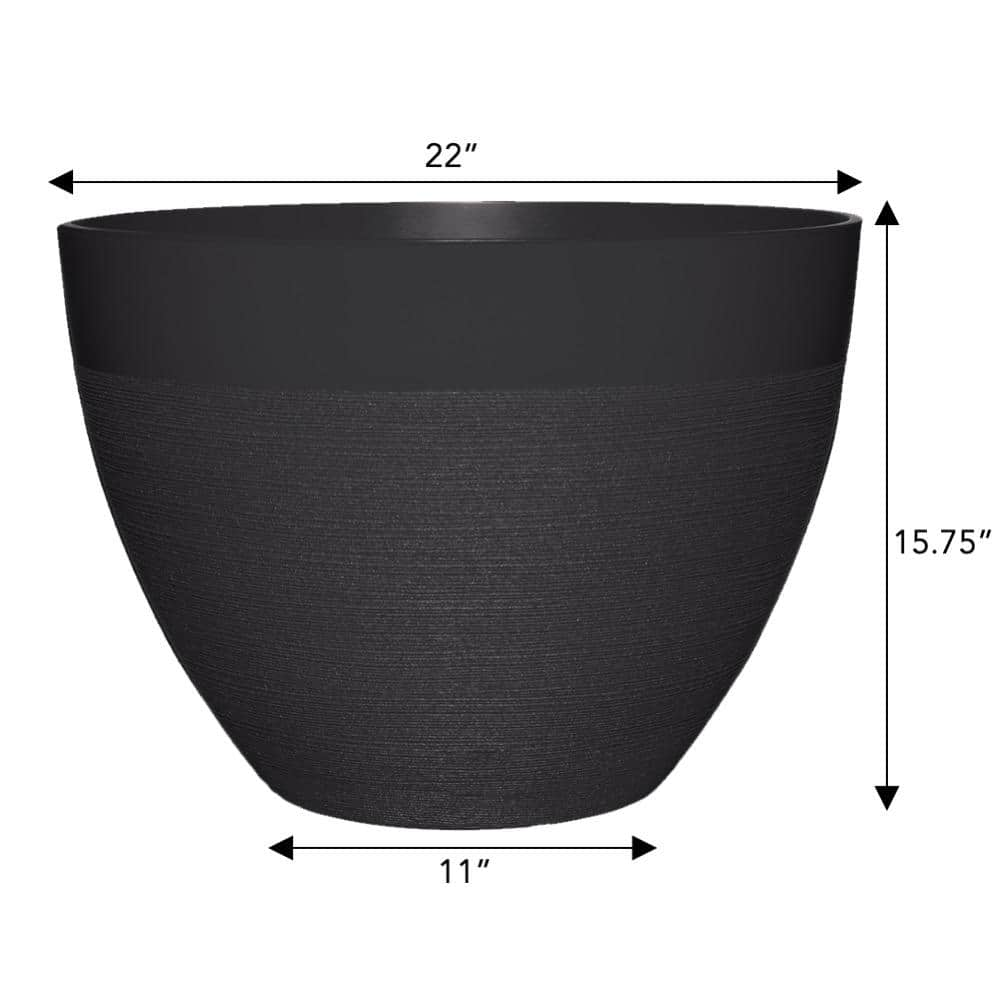 Classic Home and Garden 22 in. Decatur Black Resin Planter HD1330-001S