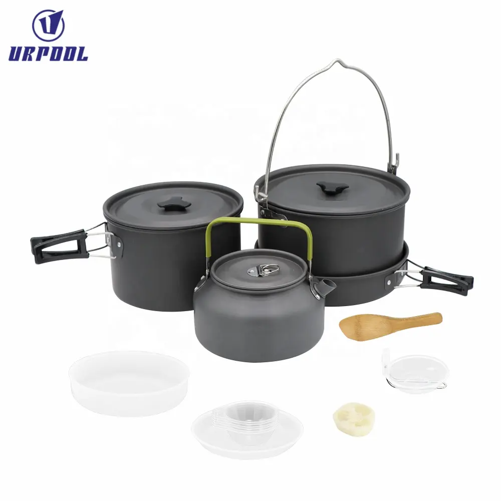 Hiking Portable oy camping gear Big Picnic Pot Fry Pan Water kettle Set for outdoor camping and hiking